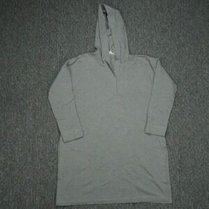 Eileen Fisher Hoodie Womens Small Gray Moon Hooded Tunic Quarter Button Stretch